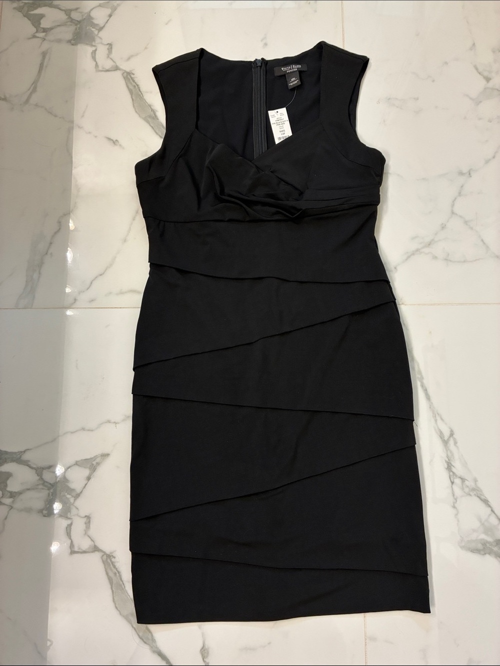 White House Black Market Black Sleeveless Sheath Midi Dress
